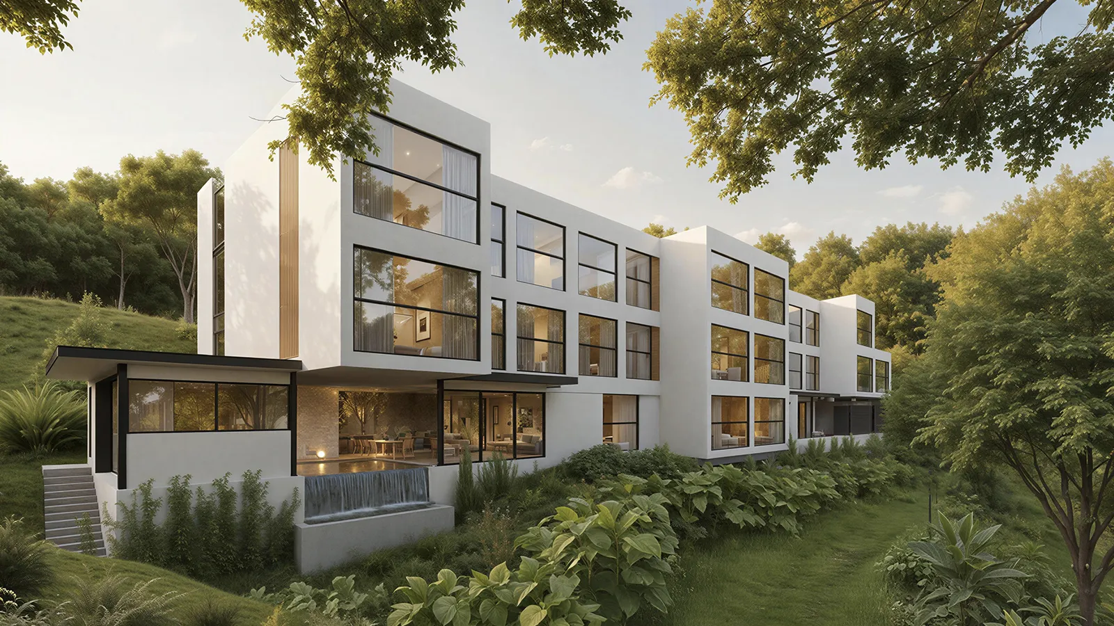 Forest Brook Reserve — hillside facade with garden terrace