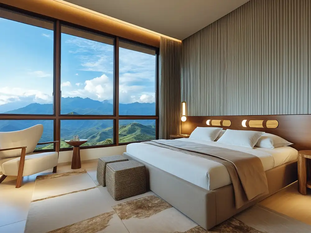 Sala de estar con vistas a las montañas