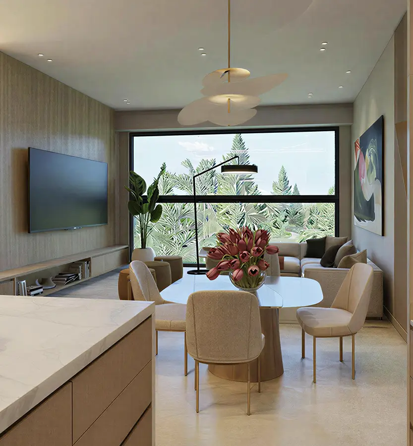 Lucero Homes Boquete Panama — modern condominium interior with tropical view